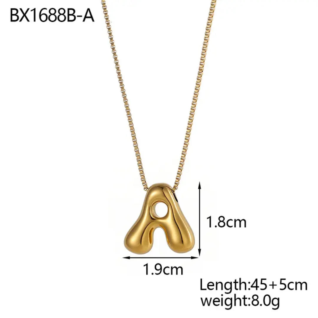 Bold Gold Plated "A" Initial Pendant Necklace