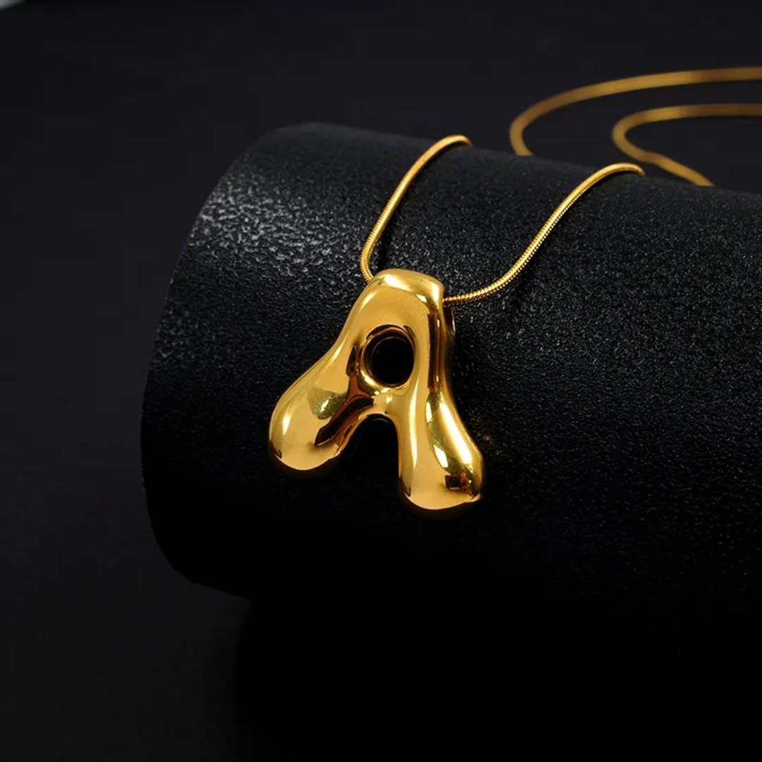 Bold Gold Plated "A" Initial Pendant Necklace