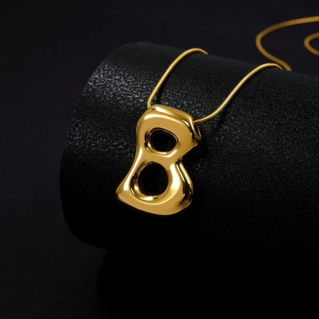 Bold Gold Plated Initial "B" Pendant Necklace