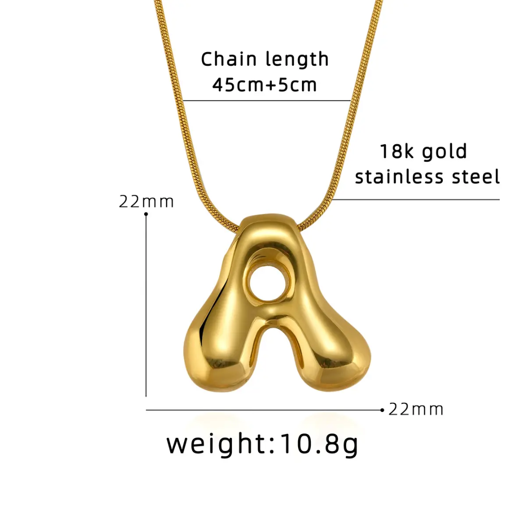 Bold Gold Plated "A" Initial Pendant Necklace