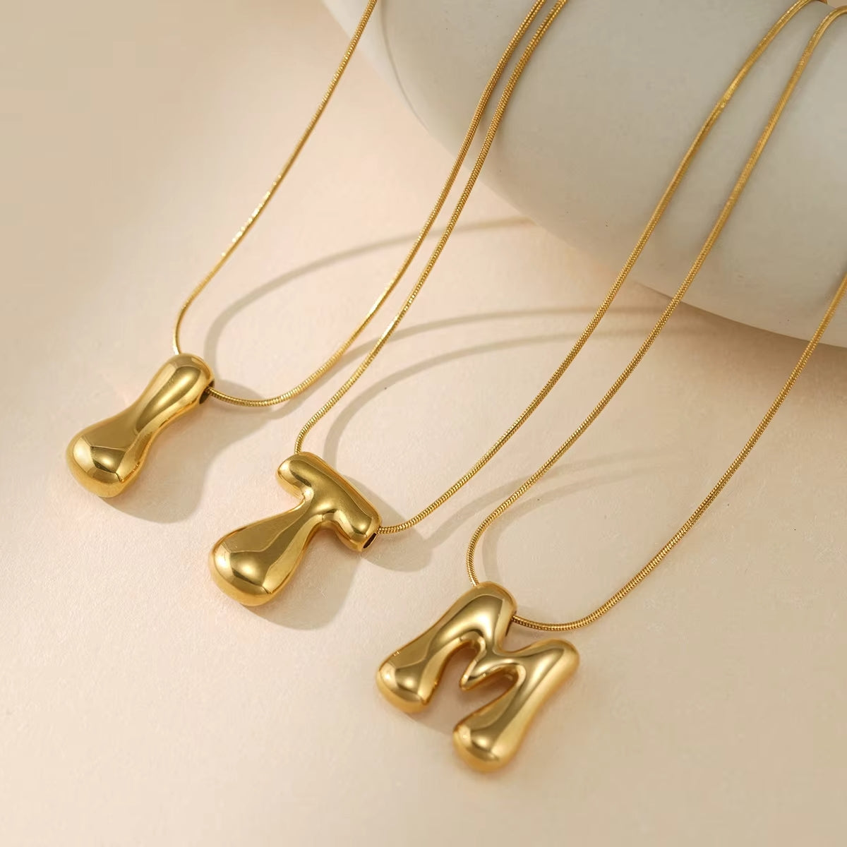 Bold Gold Plated Initial "M" Pendant Necklace