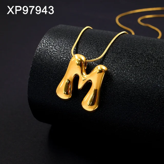 Bold Gold Plated Initial "M" Pendant Necklace
