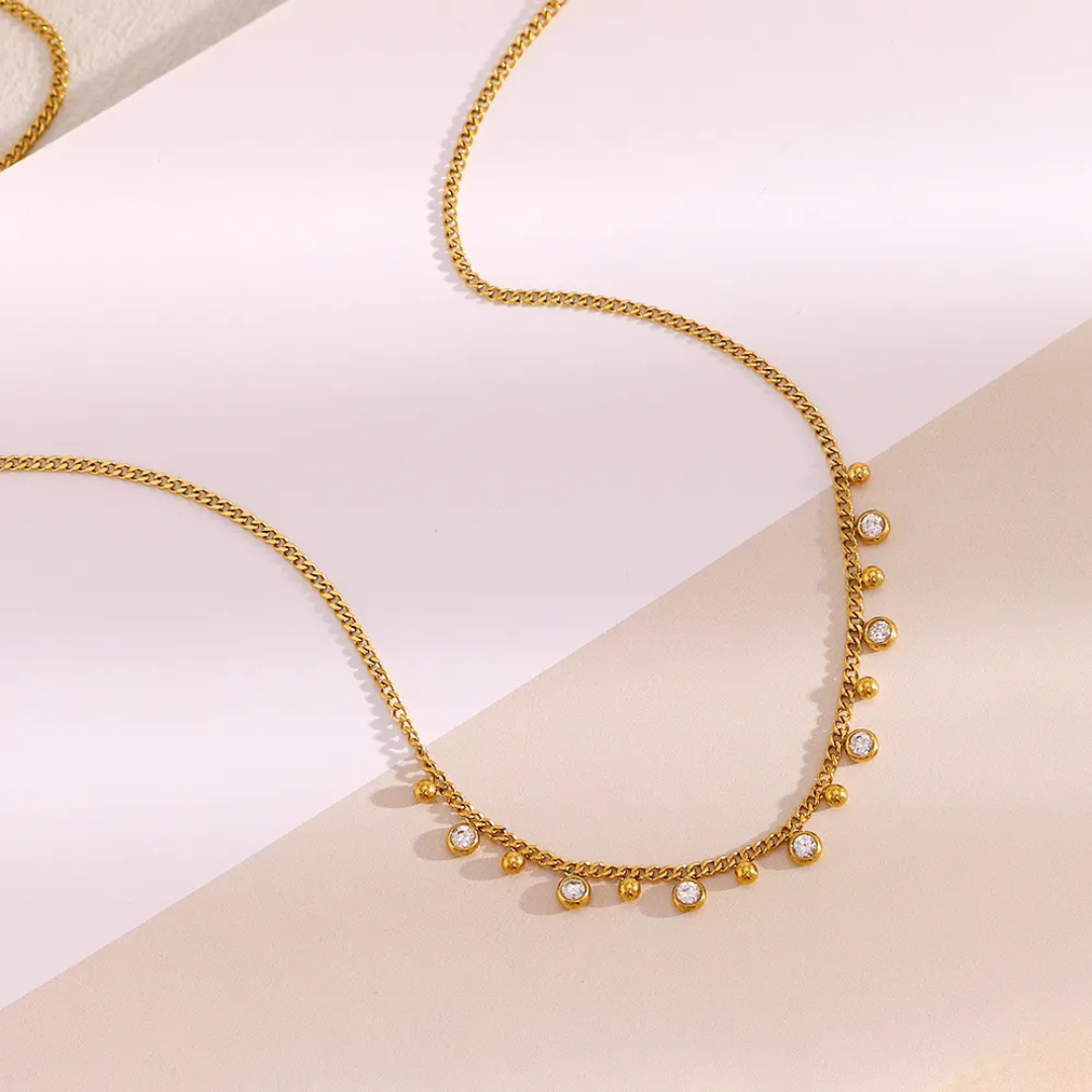 Bold Shine Anti-Tarnish Gold-Plated CZ Necklace