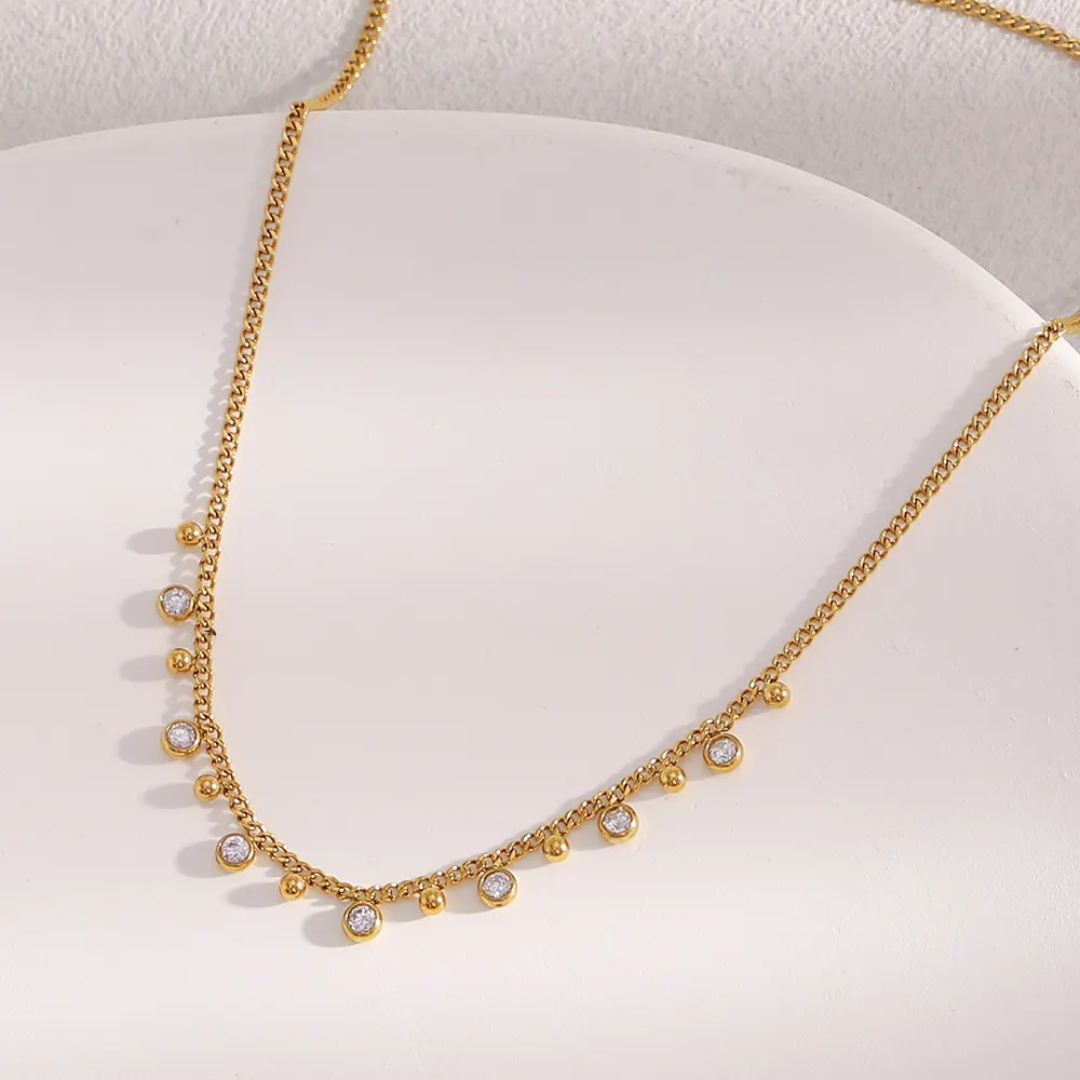 Bold Shine Anti-Tarnish Gold-Plated CZ Necklace