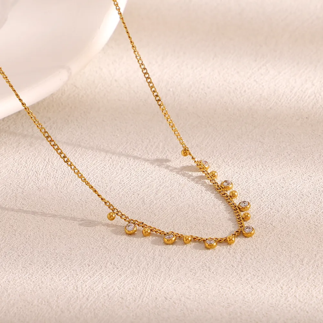 Bold Shine Anti-Tarnish Gold-Plated CZ Necklace