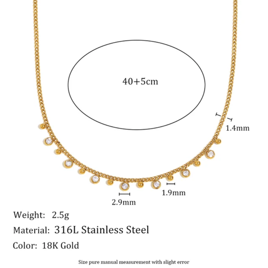 Diamond Glow Anti-Tarnish Gold Plated Chain Necklace
