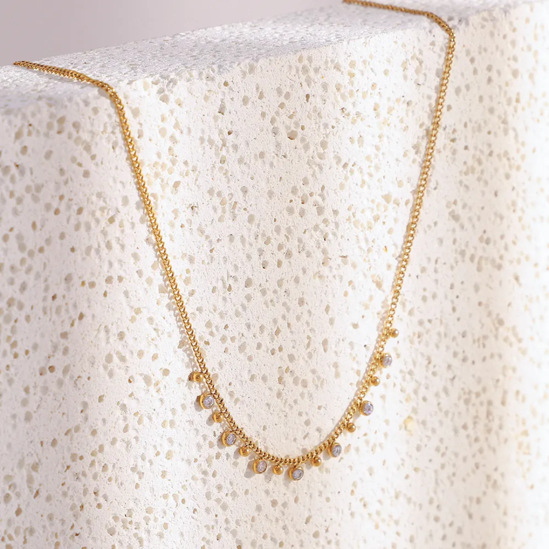 Bold Shine Anti-Tarnish Gold-Plated CZ Necklace