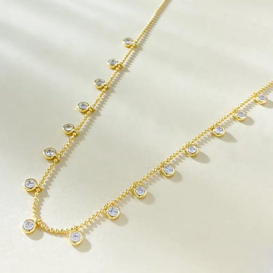 Classic CZ Drop Anti-Tarnish Gold-Plated Necklace