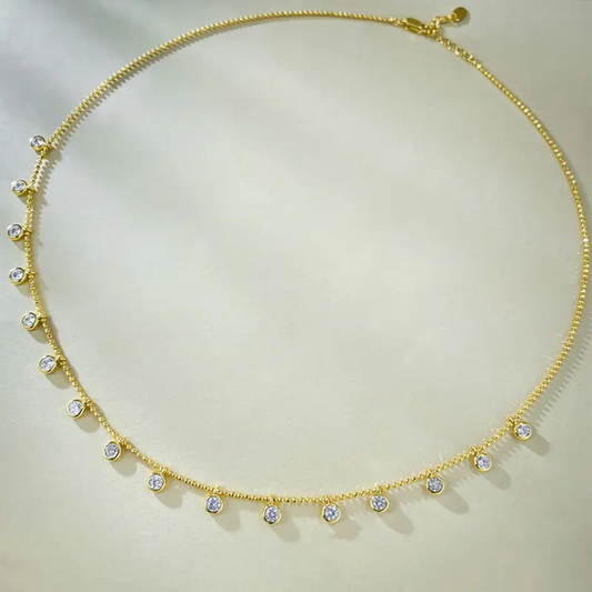 Classic CZ Drop Anti-Tarnish Gold-Plated Necklace