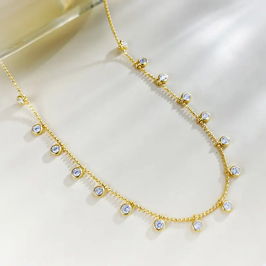 Classic CZ Drop Anti-Tarnish Gold-Plated Necklace