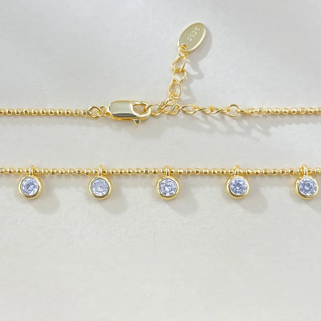 Classic CZ Drop Anti-Tarnish Gold-Plated Necklace