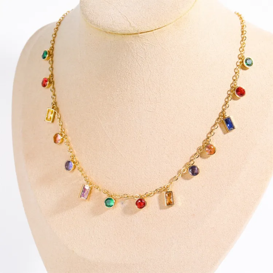 Vibrant Sparkle Anti-Tarnish Gold-Plated Necklace