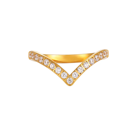 Dainty V-Curve Gold Plated Finger Ring
