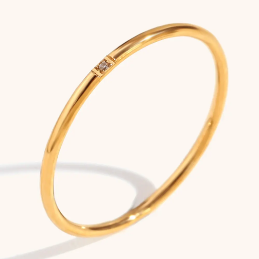 Ultra-Thin Gold Plated Finger Ring with Single Diamond Accent