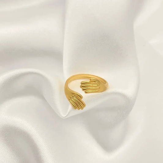 Embrace Gold Plated Open Finger Ring – Hand Design