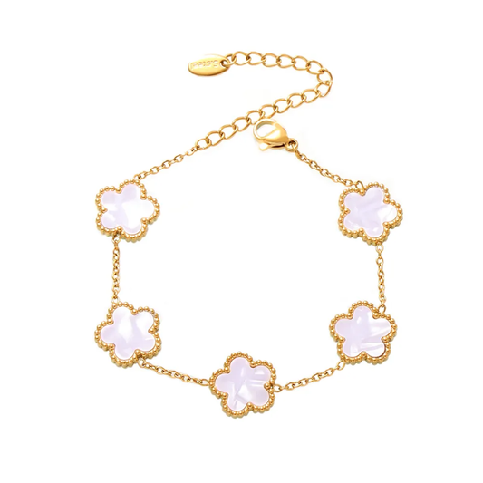 White Clover Charm Jewelry Set – Necklace, Bracelet & Earrings
