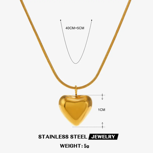 Gold Plated Heart Pendant Necklace – Anti-Tarnish