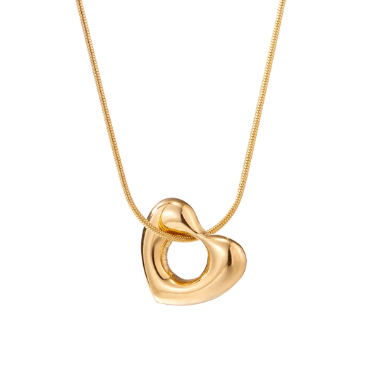 Sculpted Gold Plated Heart Necklace – Modern & Minimal
