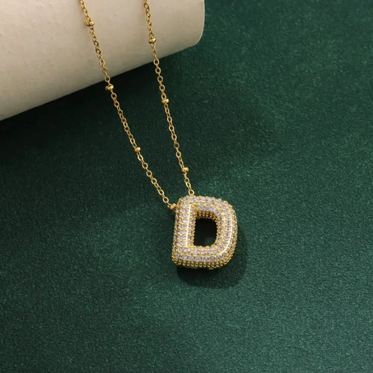 Sparkling "D" Initial Necklace – Gold Plated Finish with Crystals