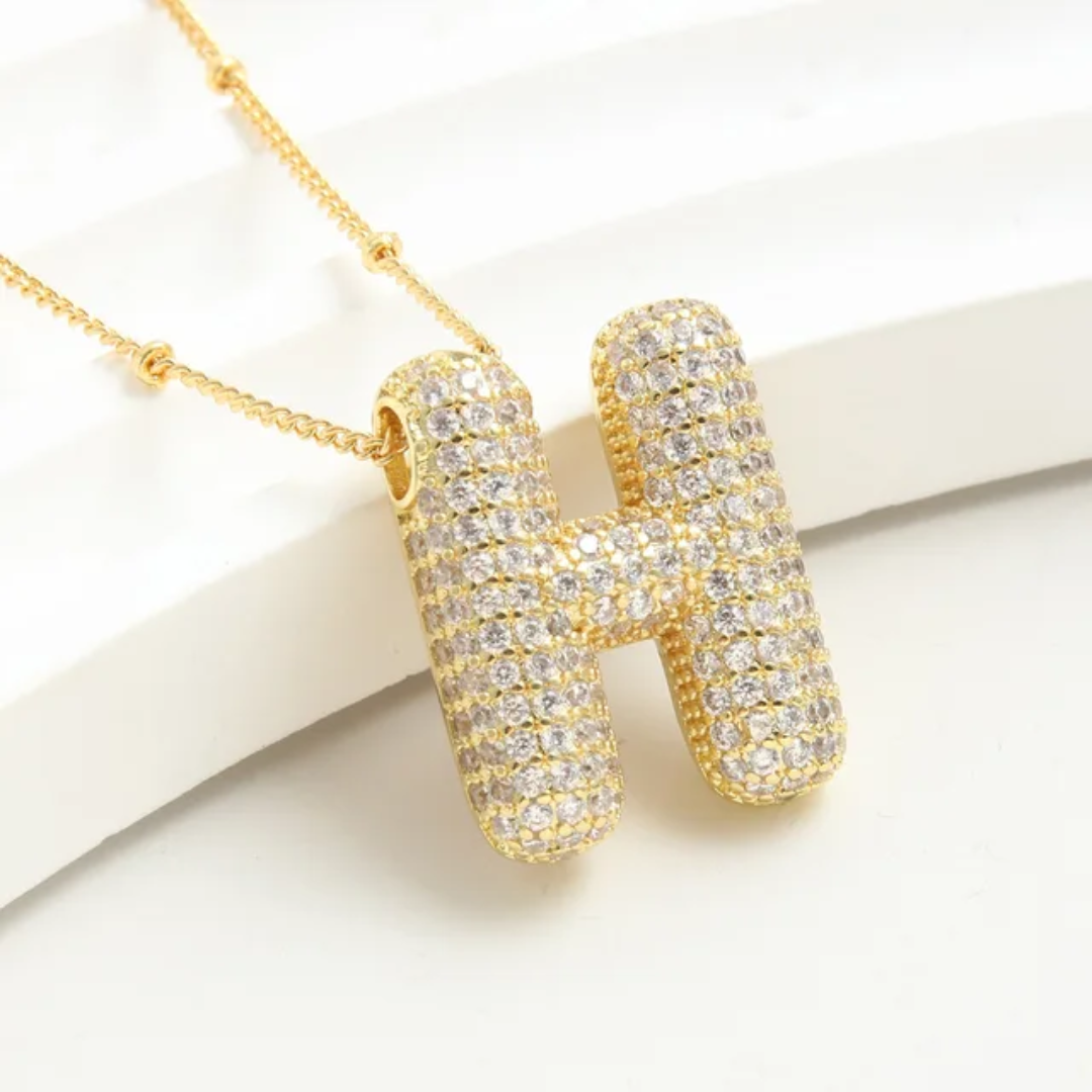 Gold Plated Anti-Tarnish Diamond "H" Pendant