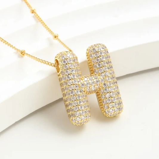 Gold Plated Anti-Tarnish Diamond "H" Pendant