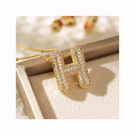 Gold Plated Anti-Tarnish Diamond "H" Pendant