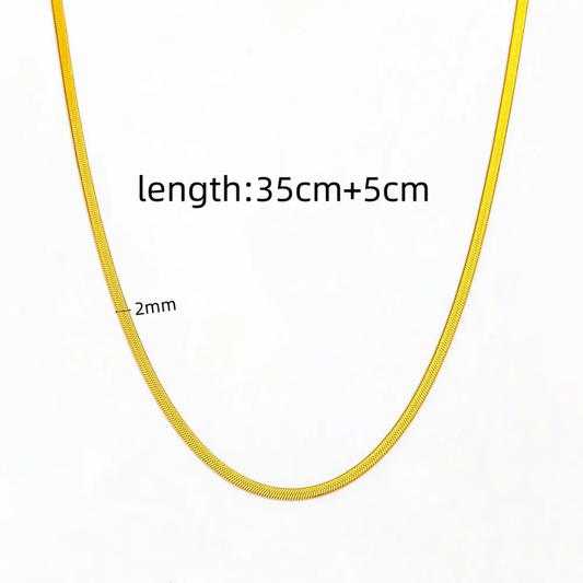 Gold-Plated Snake Chain Necklace – 2mm, Adjustable Length