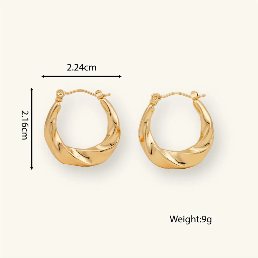 Gold-Plated Twisted Hoop Earrings – Anti-Tarnish