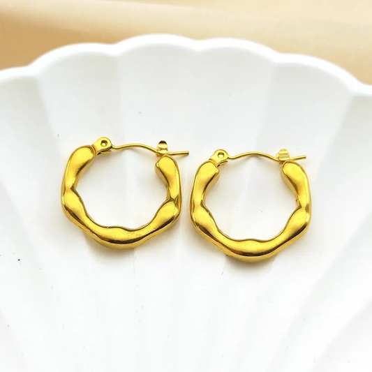 Textured Bold Hoop Earrings – Gold-Plated