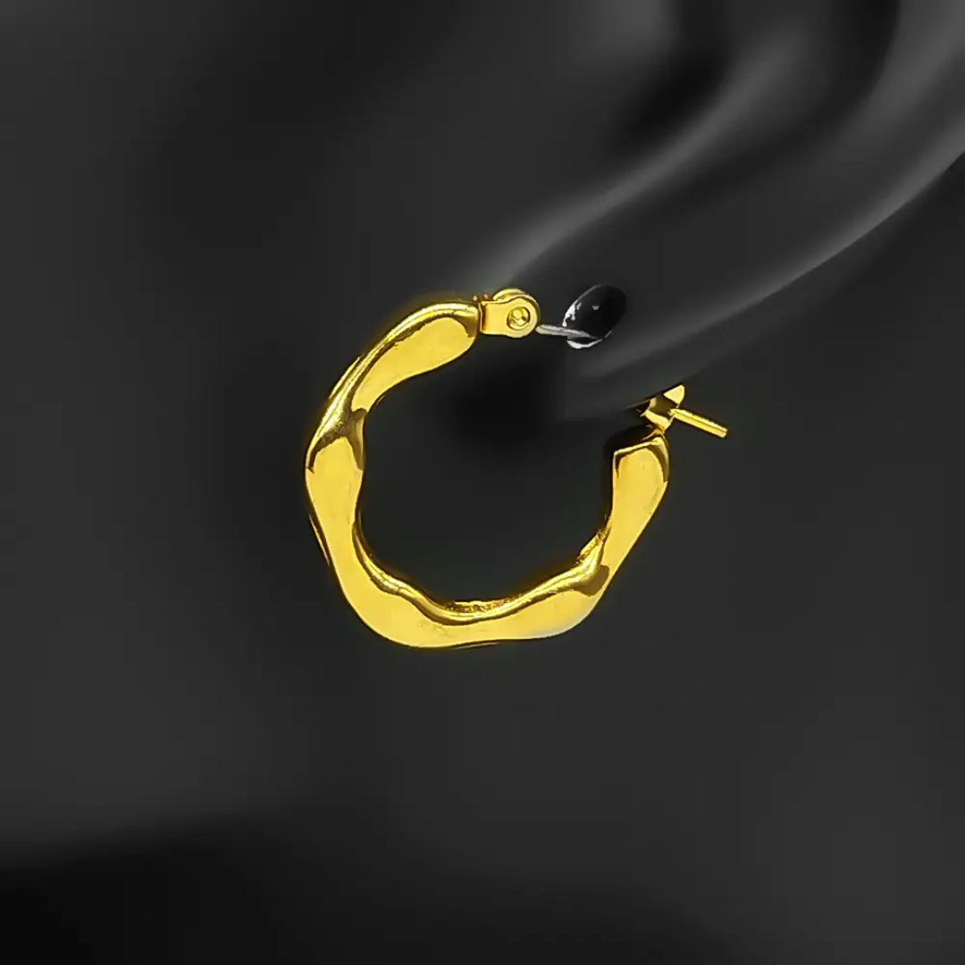Textured Bold Hoop Earrings – Gold-Plated