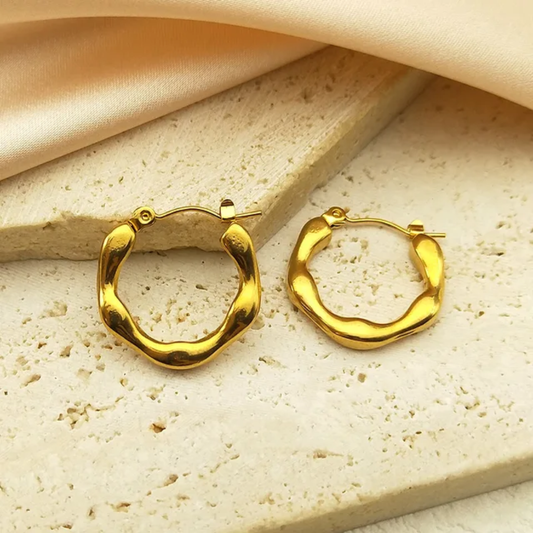 Textured Bold Hoop Earrings – Gold-Plated