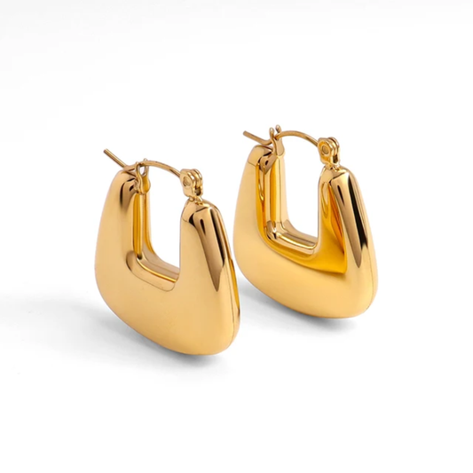Chunky Geometric Hoop Earrings – Gold-Plated