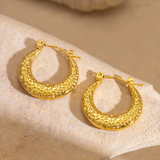 Mini Dome Textured Hoop Earrings – Gold-Plated
