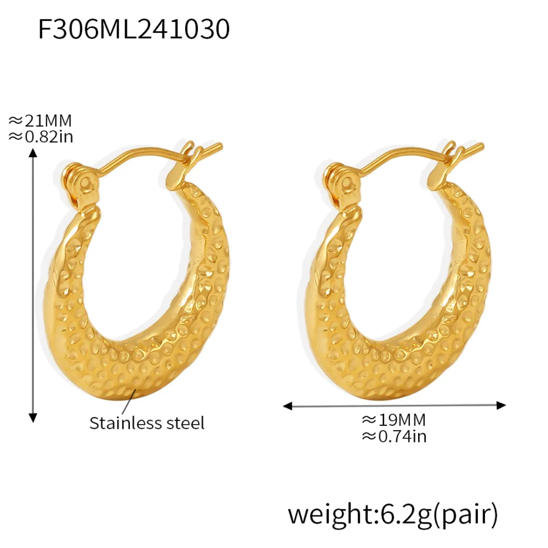 Mini Dome Textured Hoop Earrings – Gold-Plated