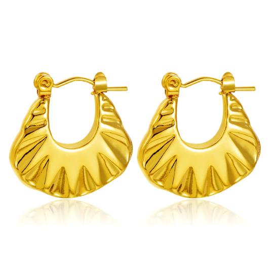 Sunburst Fan Hoop Earrings – Gold-Plated