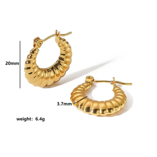 Ribbed Dome Hoop Earrings – Gold-Plated (20mm)
