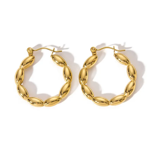 Beaded Loop Hoop Earrings – Gold-Plated