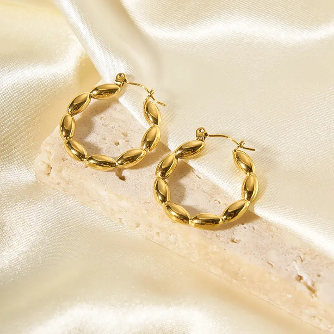 Beaded Loop Hoop Earrings – Gold-Plated