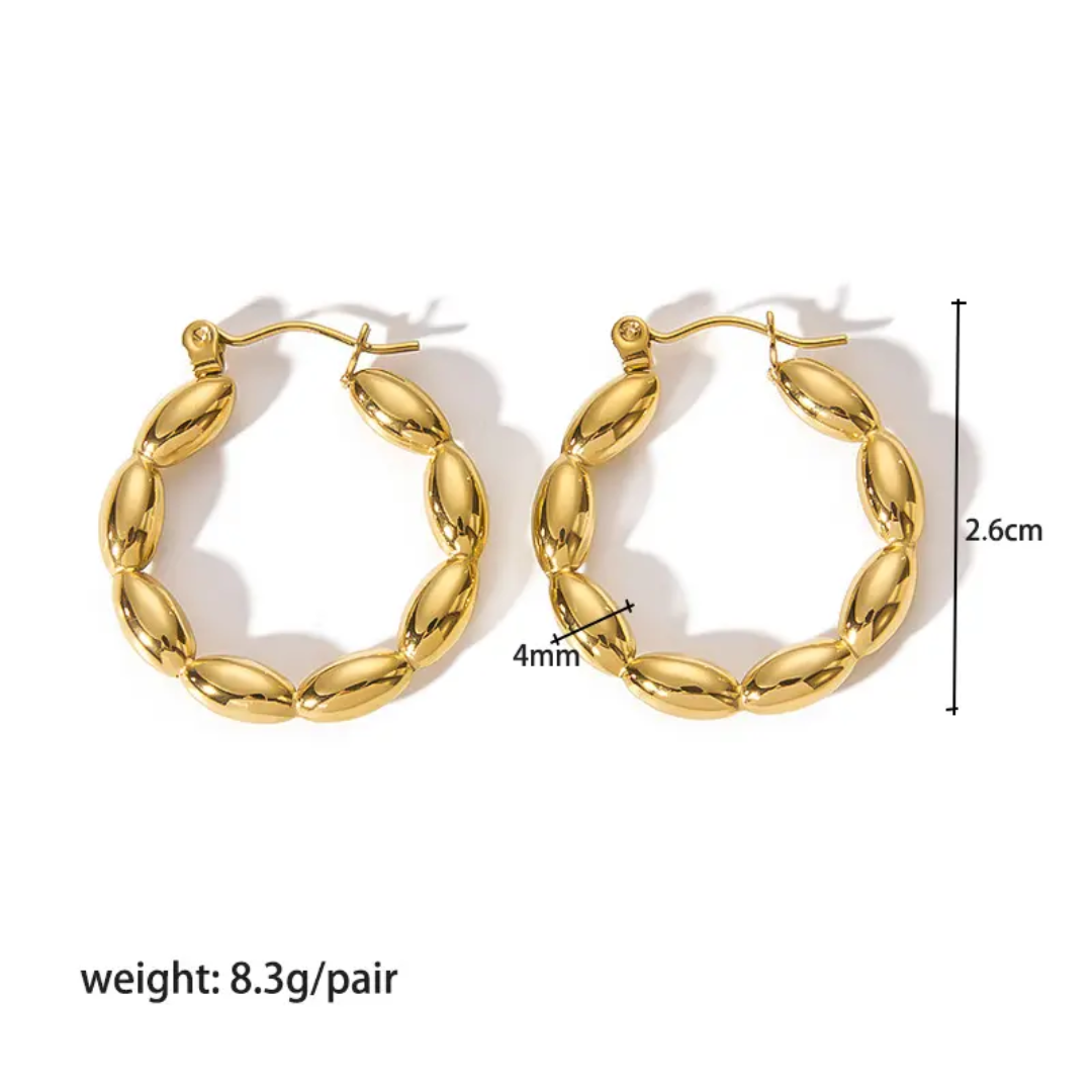 Beaded Loop Hoop Earrings – Gold-Plated