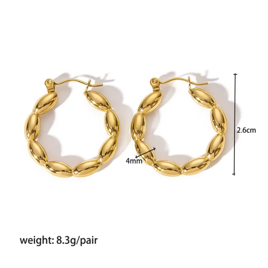 Beaded Loop Hoop Earrings – Gold-Plated