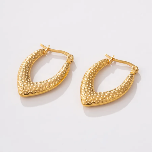 Bold Teardrop Textured Earrings – Gold-Plated