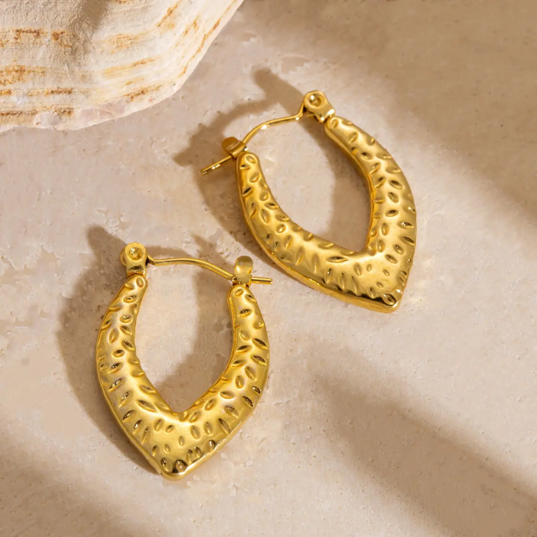 Bold Teardrop Textured Earrings – Gold-Plated