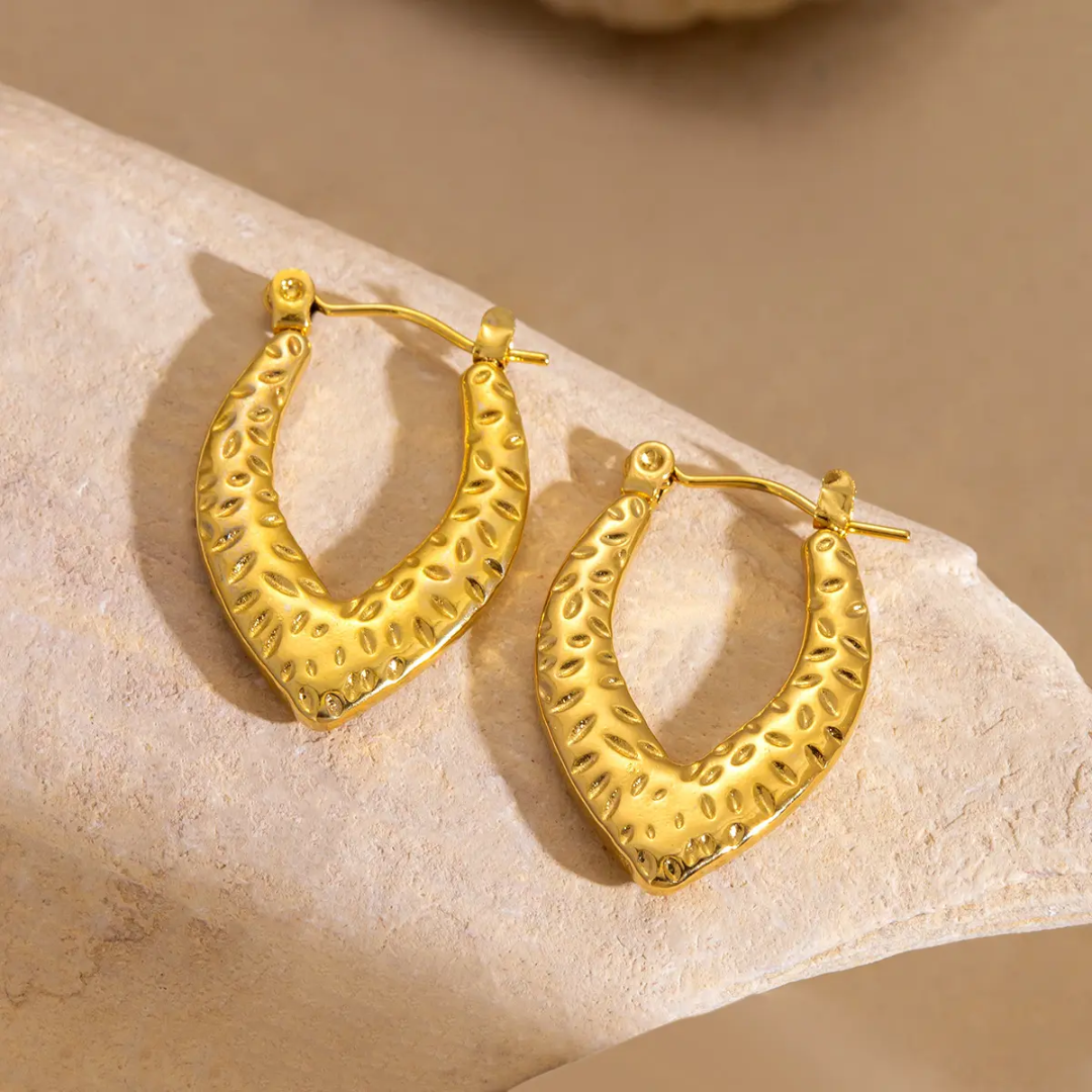 Bold Teardrop Textured Earrings – Gold-Plated