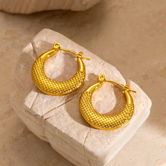 Textured Dome Hoop Earrings – Gold-Plated