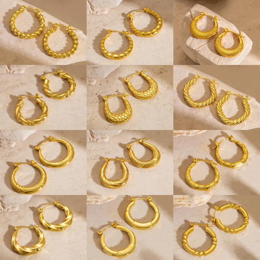 Textured Dome Hoop Earrings – Gold-Plated