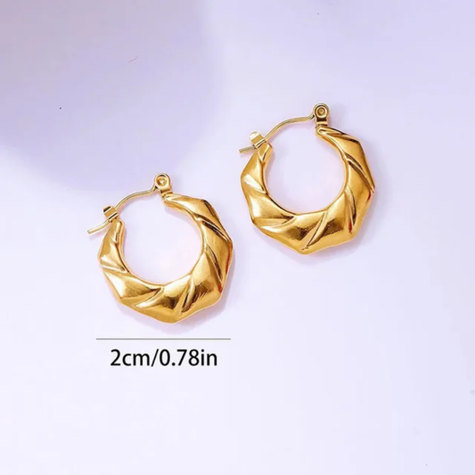 Twisted Hexa Hoop Earrings – Gold-Plated