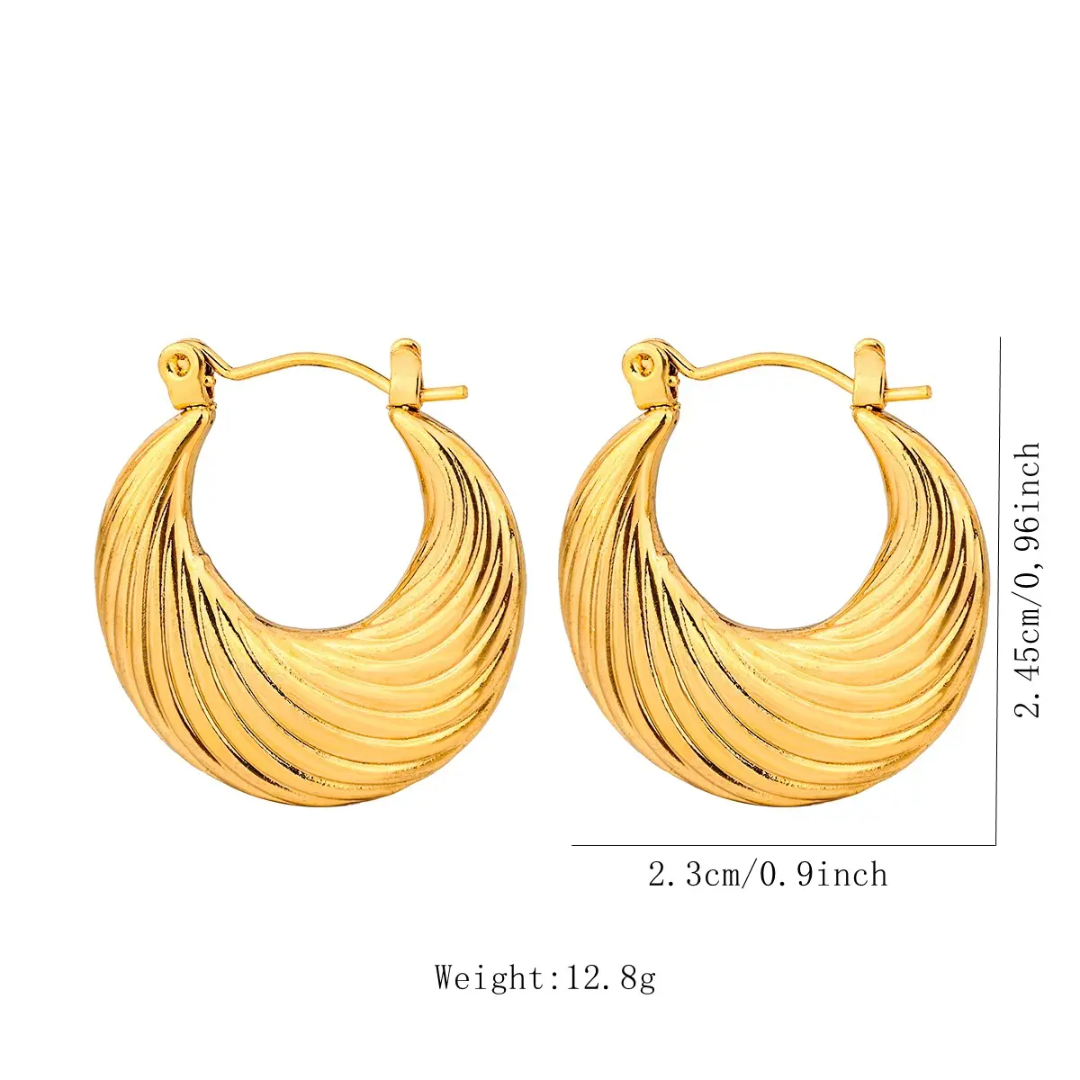 Golden Wave Textured Hoop Earrings