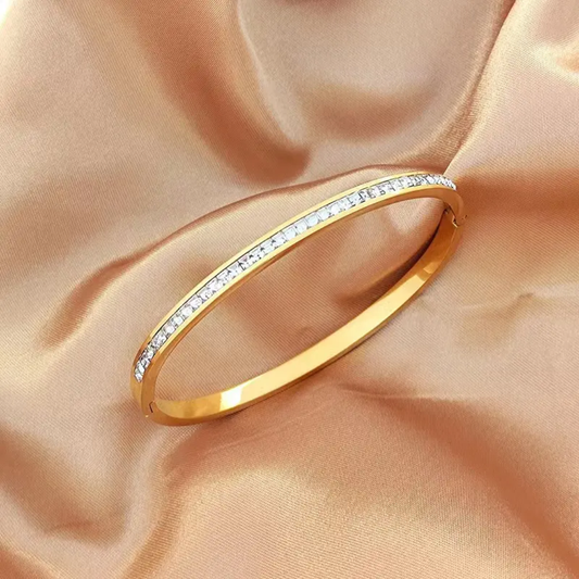 Crystal Lined Gold Plated Anti-Tarnish Bracelet (Size 2.6, 2.8 & Regular)