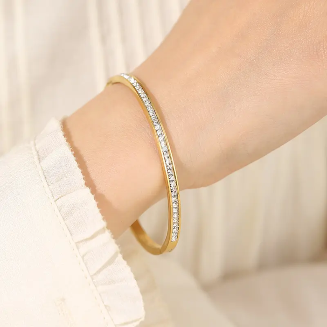 Crystal Lined Gold Plated Anti-Tarnish Bracelet (Size 2.6, 2.8 & Regular)