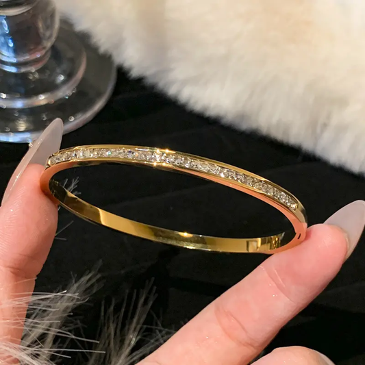 Crystal Lined Gold Plated Anti-Tarnish Bracelet (Size 2.6, 2.8 & Regular)
